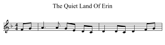 The Quiet Land Of Erin - staff notation