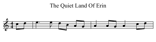 The Quiet Land Of Erin - staff notation