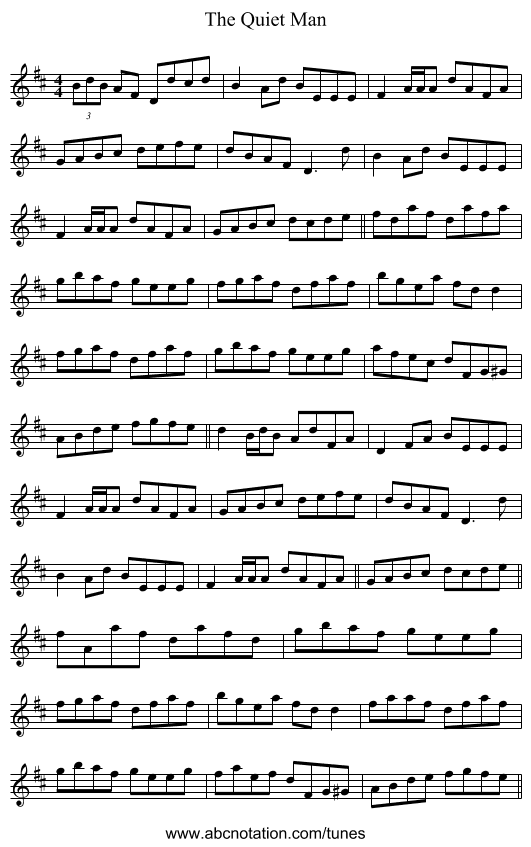 The Quiet Man - staff notation