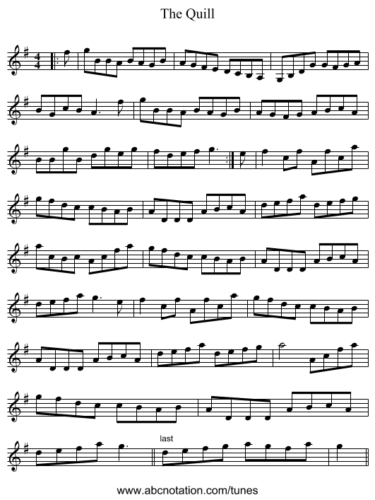 The Quill - staff notation