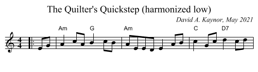 The Quilter's Quickstep (harmonized low) - staff notation