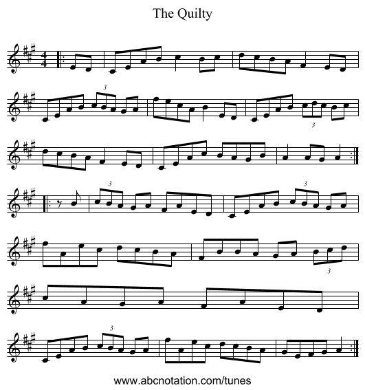 The Quilty - staff notation