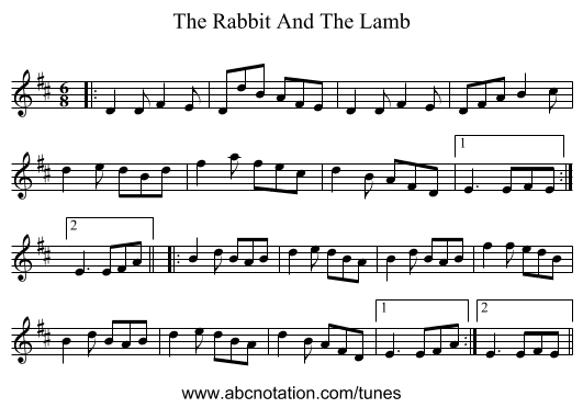 The Rabbit And The Lamb - staff notation