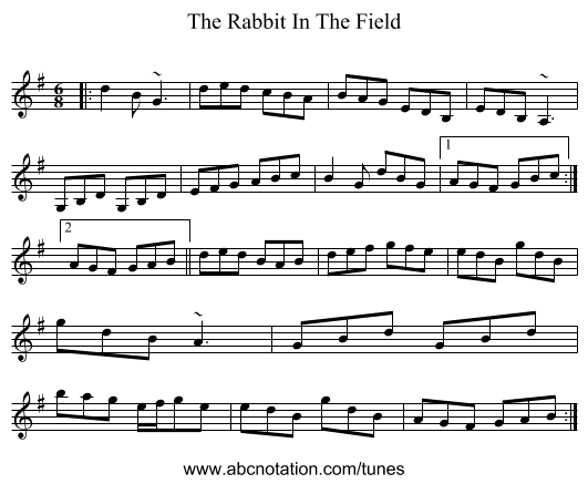The Rabbit In The Field - staff notation