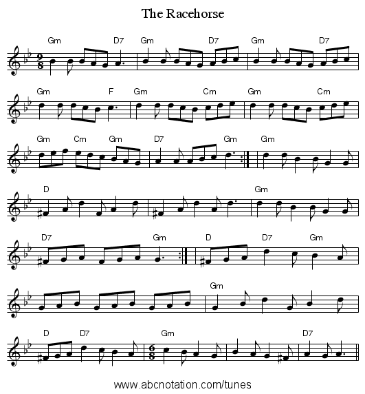 The Racehorse - staff notation