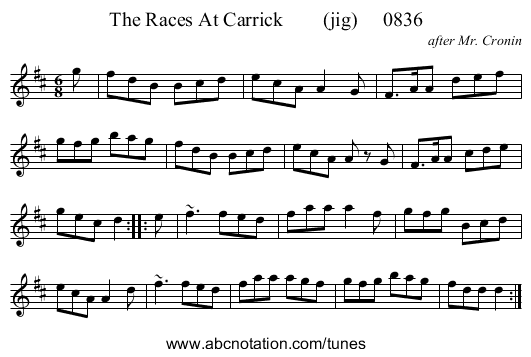 The Races At Carrick        (jig)     0836 - staff notation
