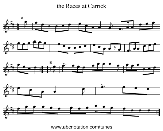 the Races at Carrick - staff notation