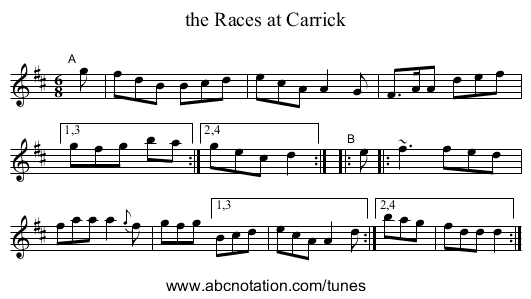 the Races at Carrick - staff notation