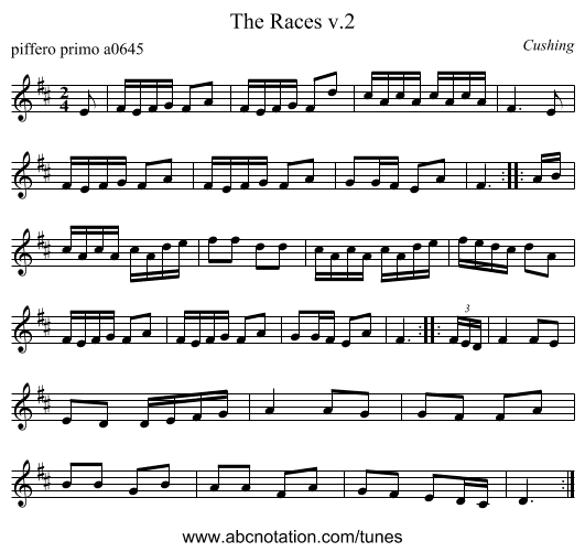 The Races v.2 - staff notation