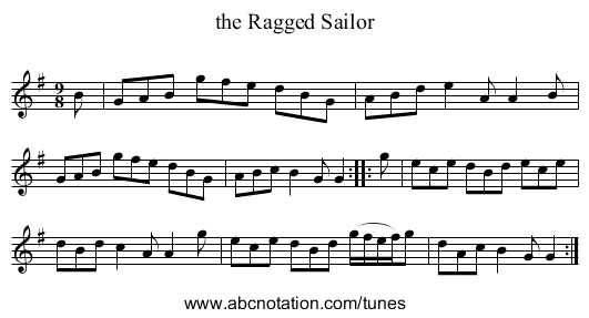 the Ragged Sailor - staff notation