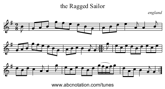 the Ragged Sailor - staff notation