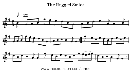 The Ragged Sailor - staff notation