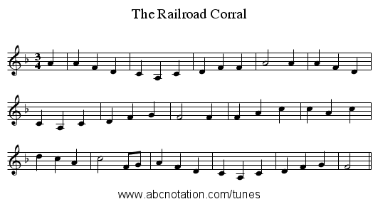 The Railroad Corral - staff notation