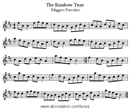 The Rainbow Tune - staff notation