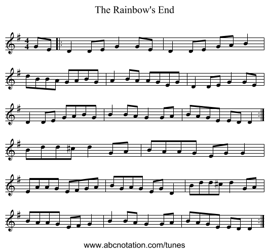 The Rainbow's End - staff notation
