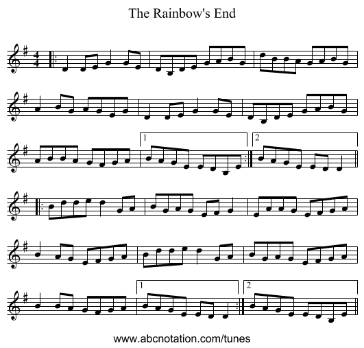 The Rainbow's End - staff notation