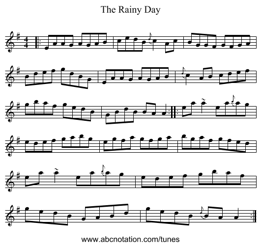 The Rainy Day - staff notation