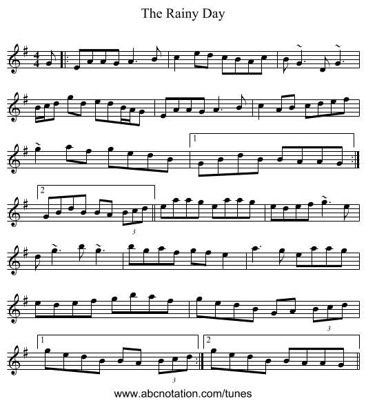 The Rainy Day - staff notation