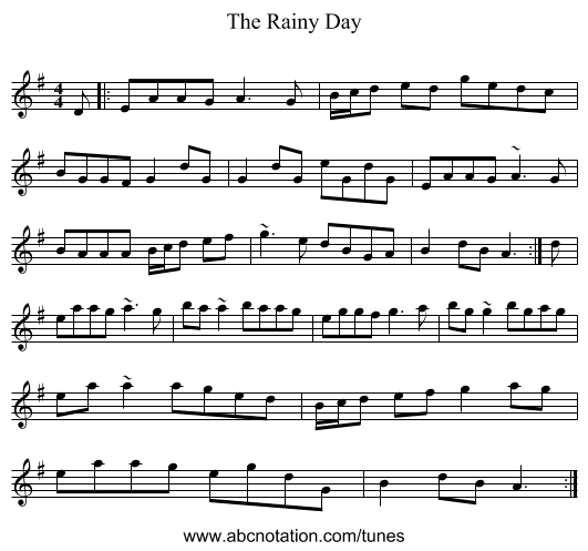 The Rainy Day - staff notation