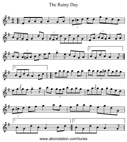 The Rainy Day - staff notation