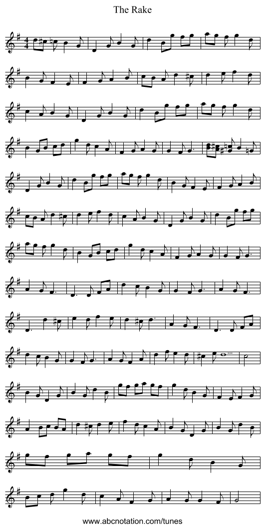 The Rake - staff notation