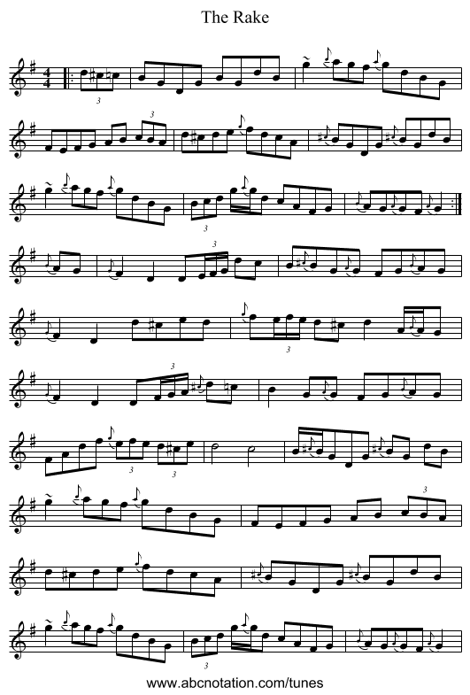 The Rake - staff notation