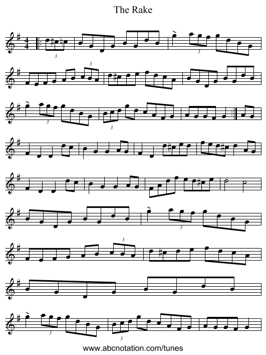 The Rake - staff notation