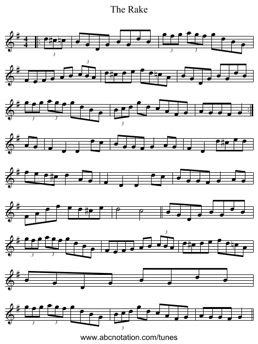 The Rake - staff notation