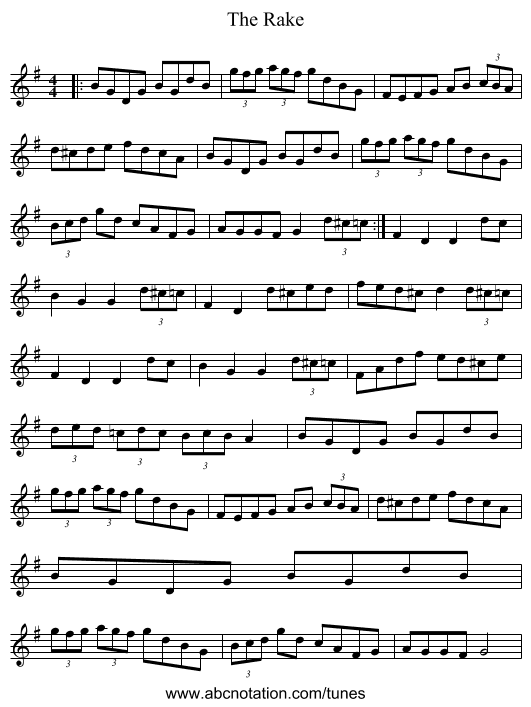 The Rake - staff notation