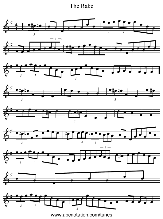 The Rake - staff notation