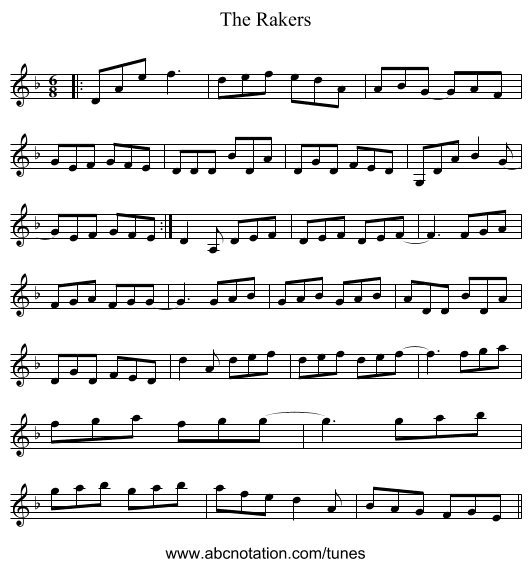 The Rakers - staff notation