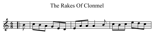 The Rakes Of Clonmel - staff notation