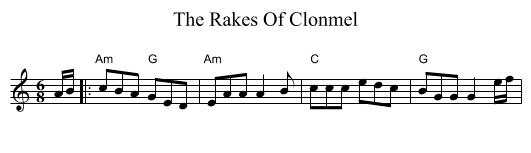 The Rakes Of Clonmel - staff notation