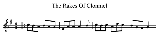 The Rakes Of Clonmel - staff notation