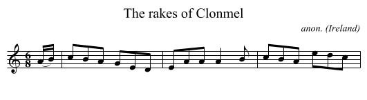 The rakes of Clonmel - staff notation