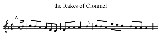 the Rakes of Clonmel - staff notation