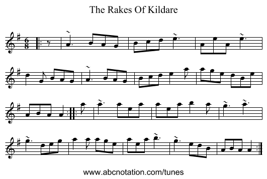 The Rakes Of Kildare - staff notation