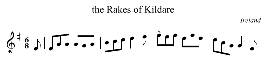 the Rakes of Kildare - staff notation
