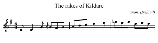 The rakes of Kildare - staff notation
