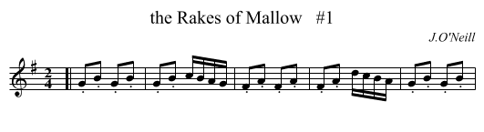 the Rakes of Mallow   #1 - staff notation