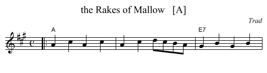 the Rakes of Mallow   [A] - staff notation
