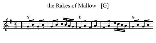 the Rakes of Mallow   [G] - staff notation