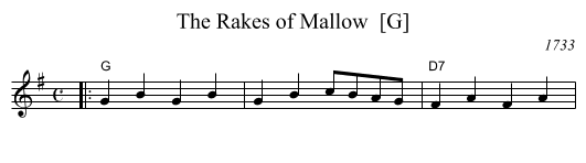 The Rakes of Mallow  [G] - staff notation
