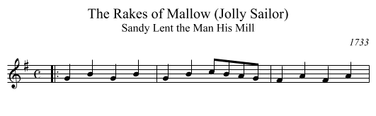 The Rakes of Mallow (Jolly Sailor) - staff notation