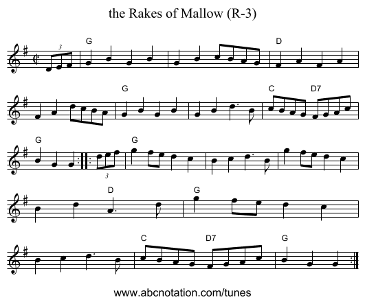 the Rakes of Mallow (R-3) - staff notation