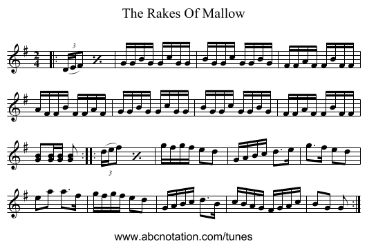 The Rakes Of Mallow - staff notation