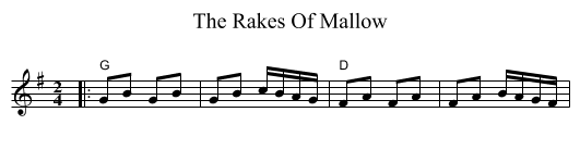 The Rakes Of Mallow - staff notation