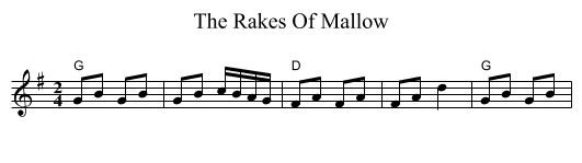 The Rakes Of Mallow - staff notation