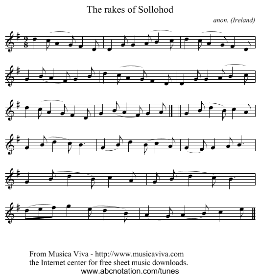 The rakes of Sollohod - staff notation