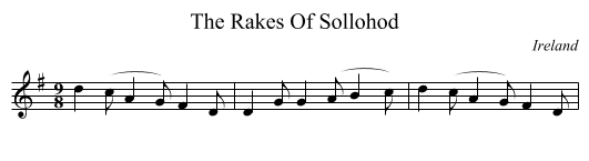 The Rakes Of Sollohod - staff notation